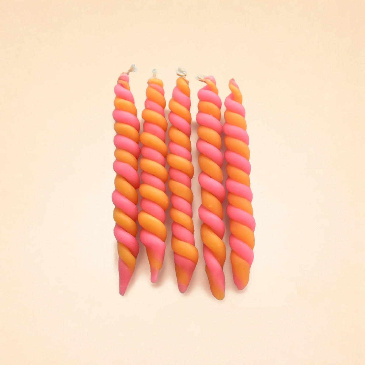 Pink & Orange Twisted Beeswax Candle  (x5) |⛺️ Camp Hollow
