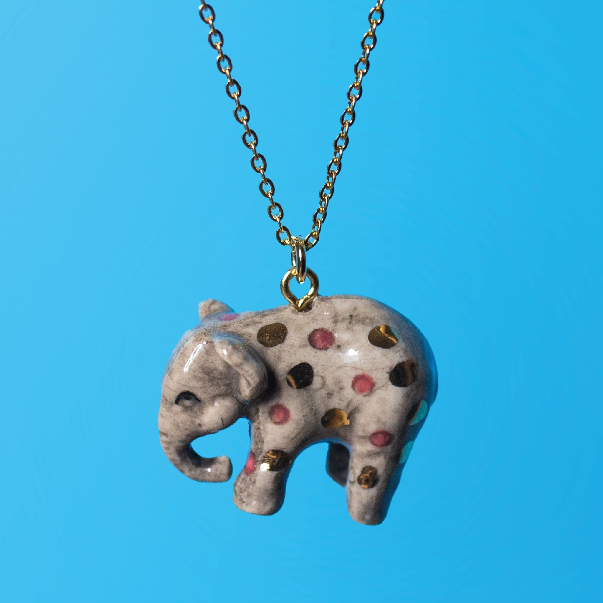 Pink Polka Dot Elephant Necklace