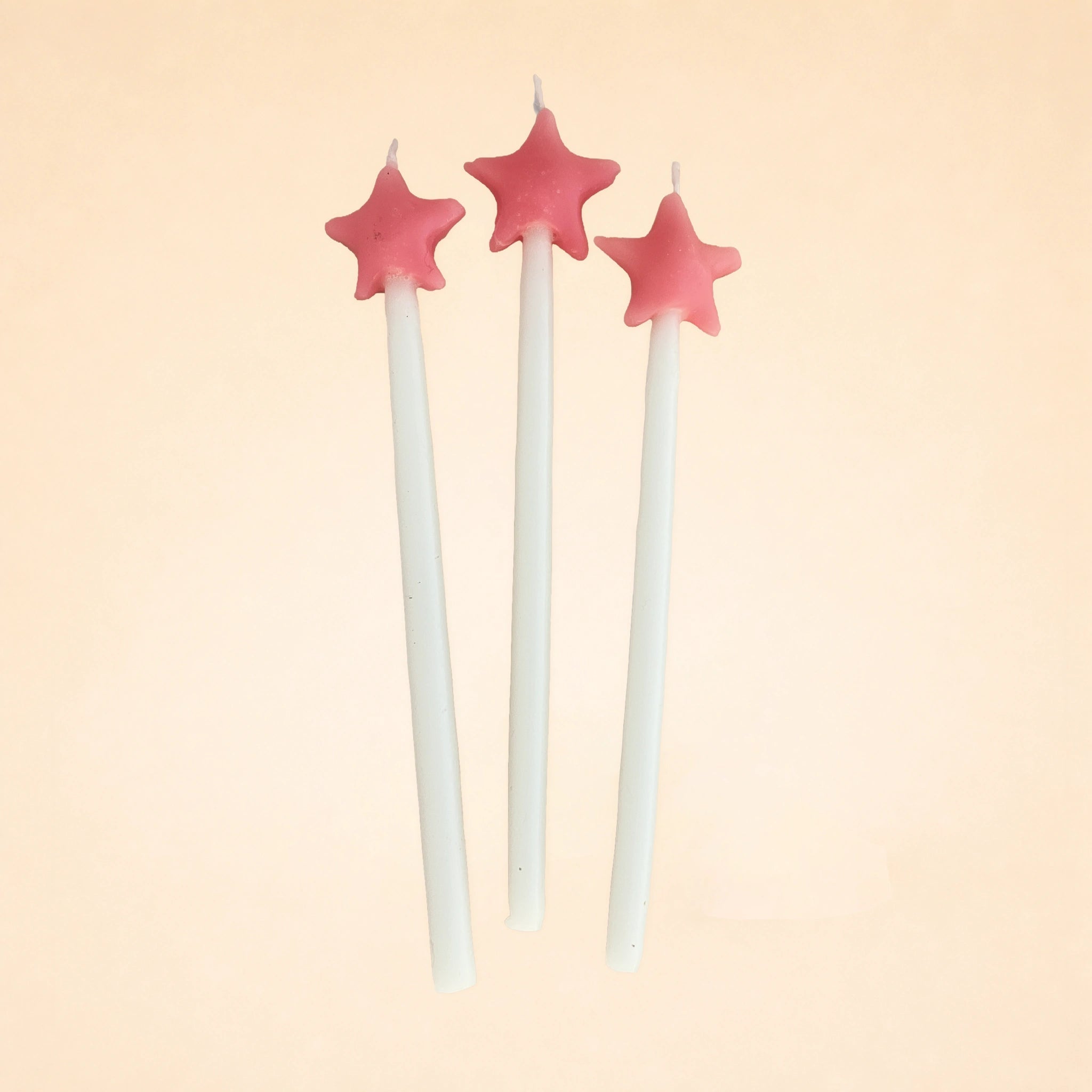 Pink Star Shaped Birthday Candle Set (x3)