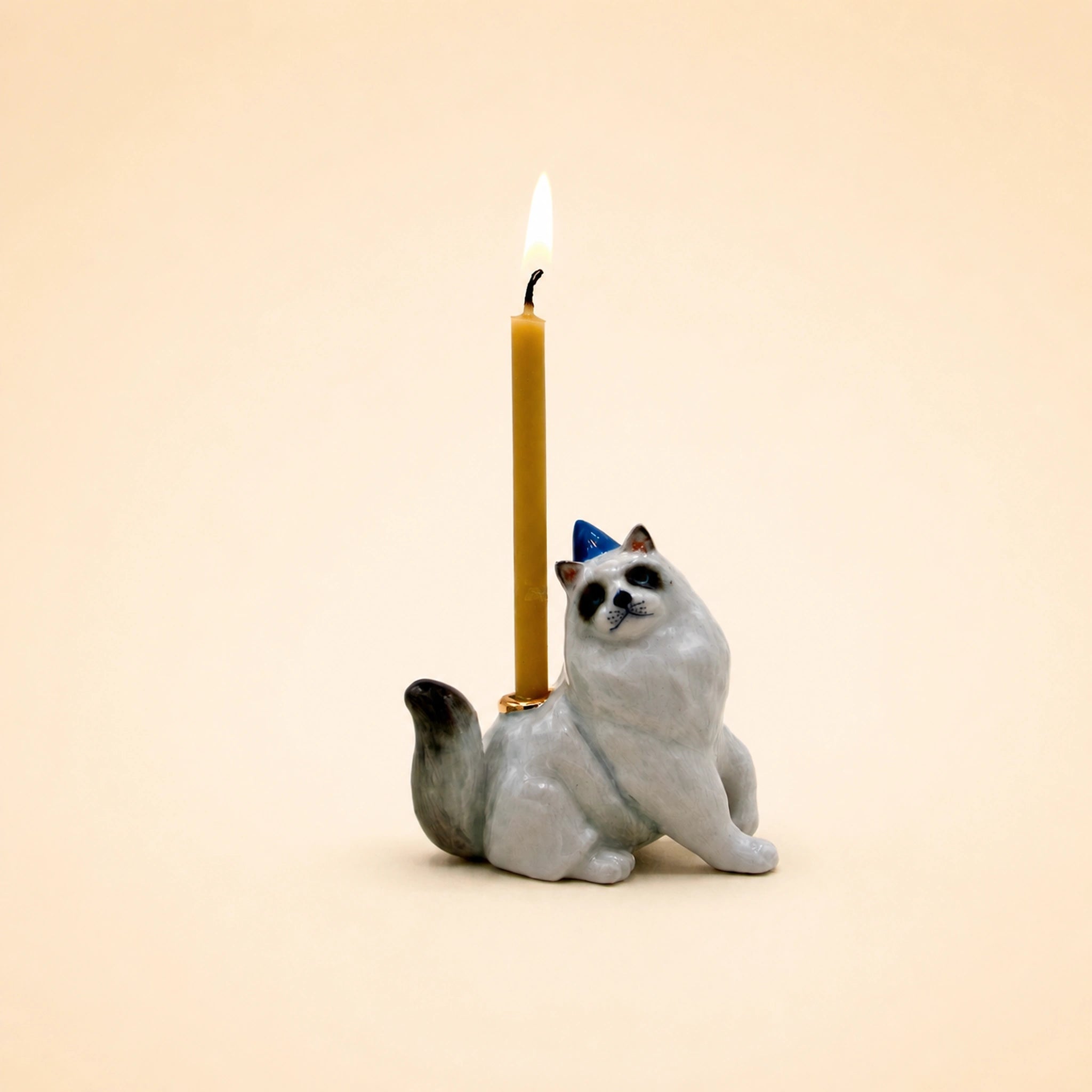Ragdoll Cat Cake Topper | Camp Hollow Porcelain Party Animal | Ceramic Candle Holder | Party Animal Birthday Decor | Cat Mom