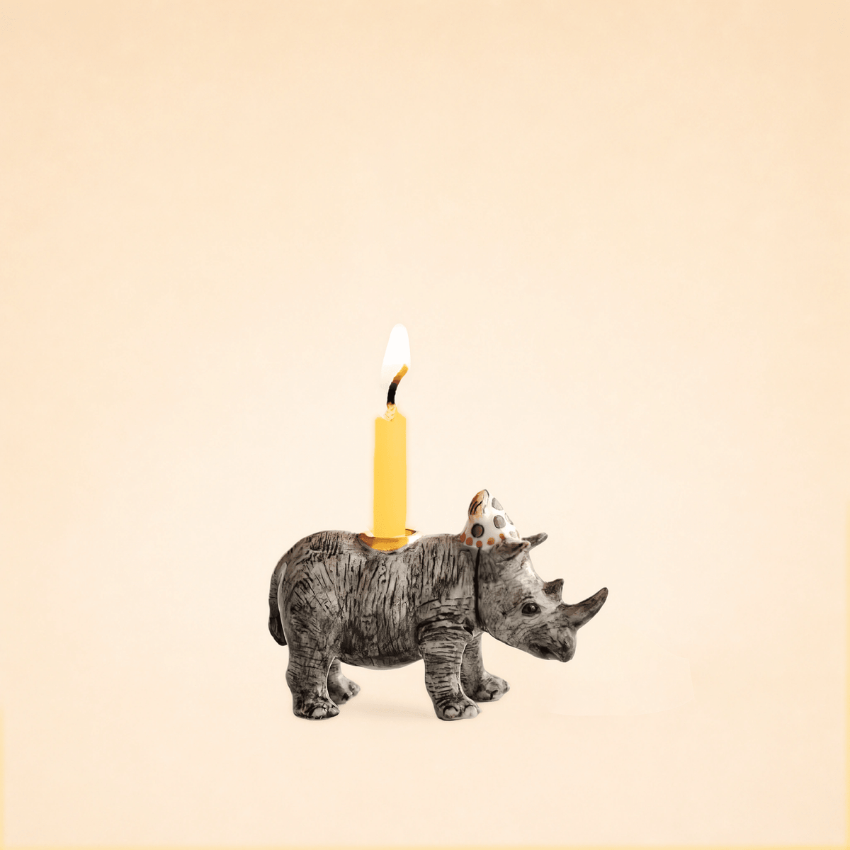 Rhino Cake Topper | Porcelain Party Animal | Candle Holder