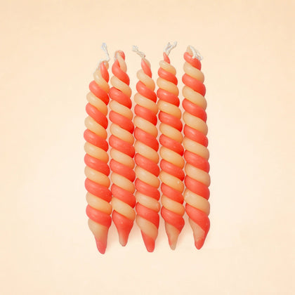 Ruby & Cream Rosette Twisted Beeswax Birthday Candle Set | ⛺️ Camp Hollow