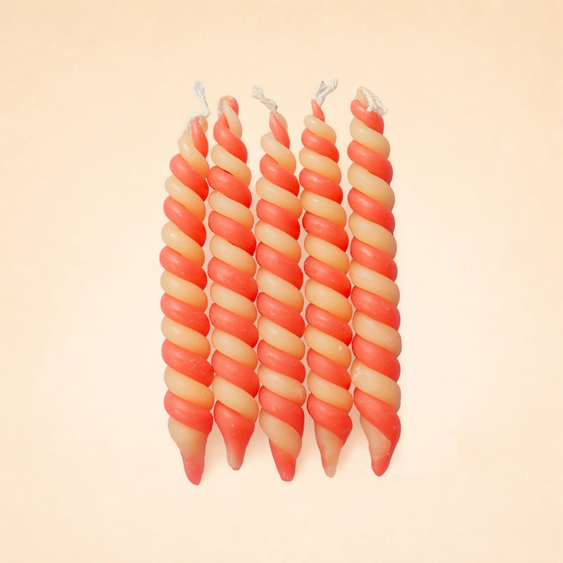 Ruby & Cream Rosette Twisted Beeswax Birthday Candle Set | ⛺️ Camp Hollow