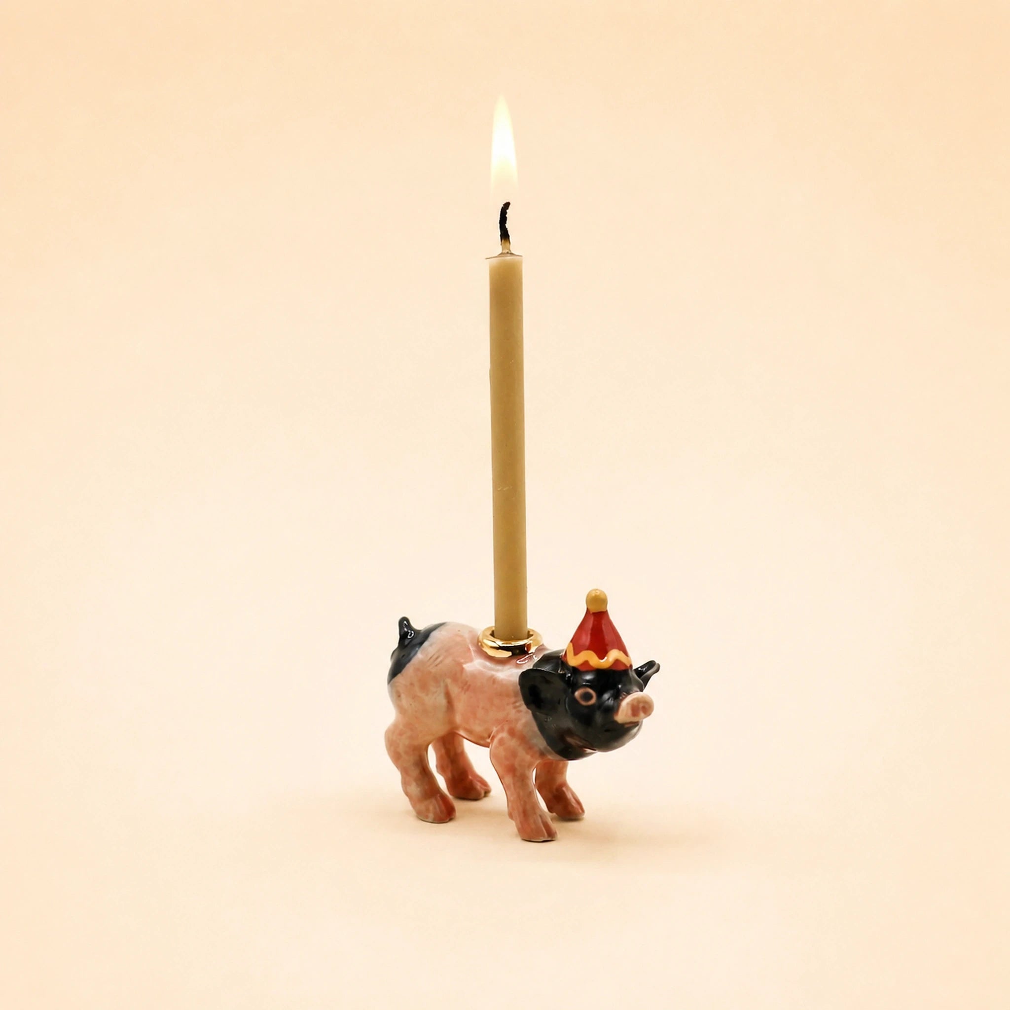 Hampshire Pig Cake Topper | Camp Hollow Porcelain Party Animal | Ceramic Candle Holder | Party Animal Birthday Decor | WotMC