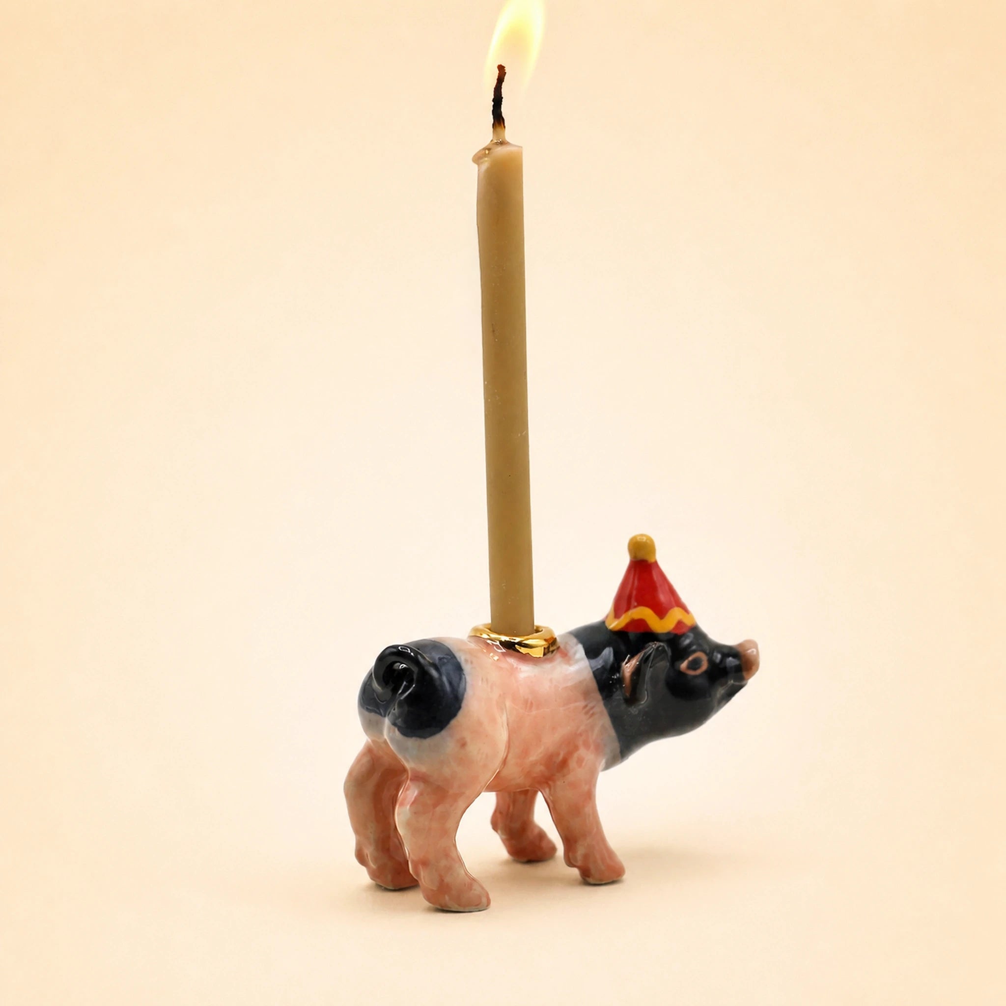 Hampshire Pig Cake Topper | Camp Hollow Porcelain Party Animal | Ceramic Candle Holder | Party Animal Birthday Decor | WotMC