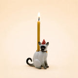 Siamese Cat Cake Topper | Porcelain Party Animal | Cat Candle Holder