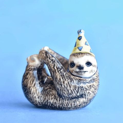 Sloth Cake Topper | Camp Hollow Porcelain Party Animal | Ceramic Candle Holder | Party Animal Birthday Decor