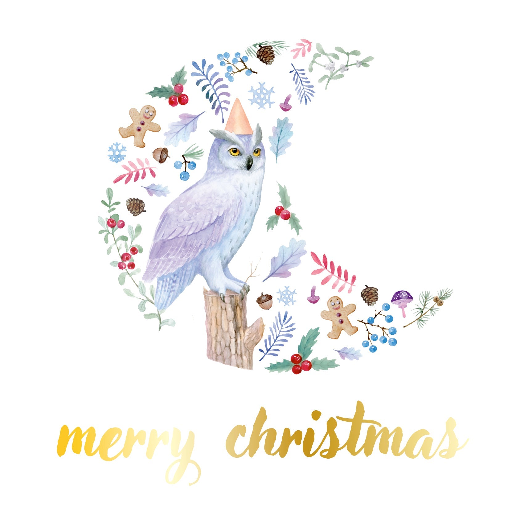 Snowy Owl Christmas Greeting Card