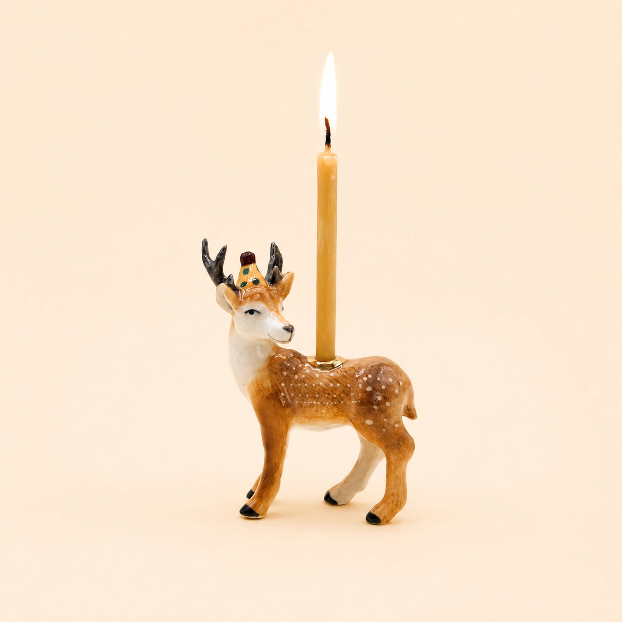 Stag Cake Topper | Camp Hollow Porcelain Party Animal | Ceramic Candle Holder | Party Animal Birthday Decor Woodland Theme