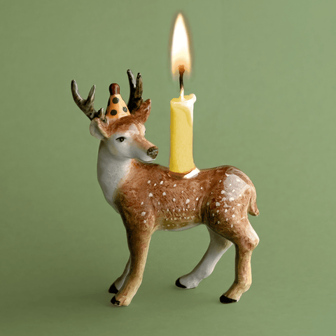 Stag Cake Topper | Camp Hollow Porcelain Party Animal | Ceramic Candle Holder | Party Animal Birthday Decor