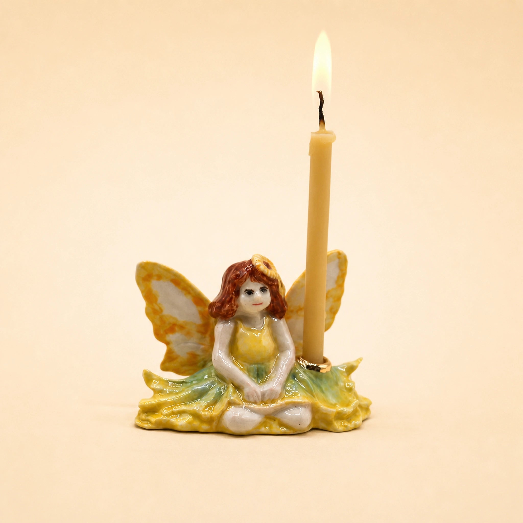 Sunflower Fairy Cake Topper | Camp Hollow Porcelain Party Animal | Ceramic Candle Holder | Party Animal Birthday Decor