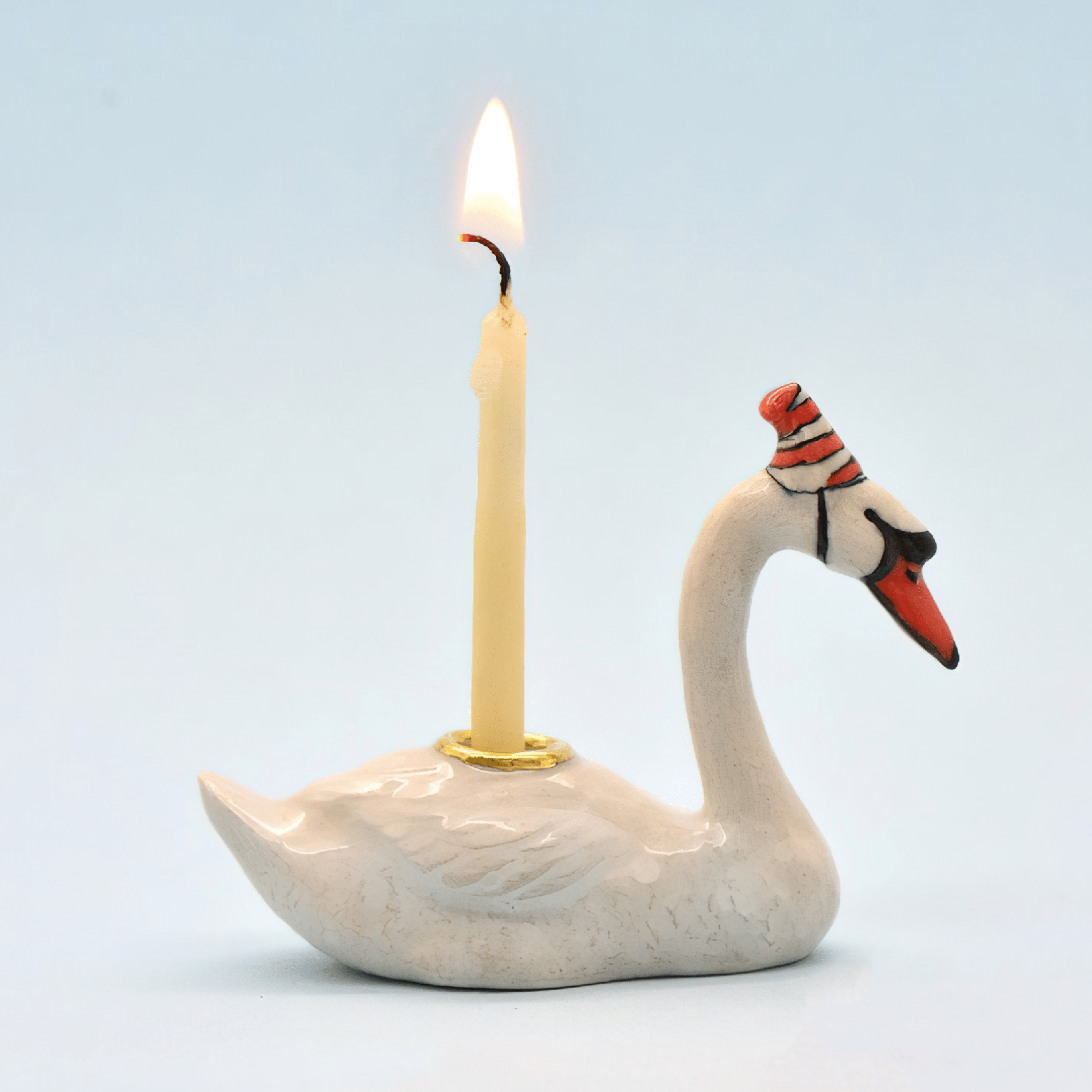 Swan Cake Topper | Camp Hollow Porcelain Party Animal | Ceramic Candle Holder | Party Animal Birthday Decor