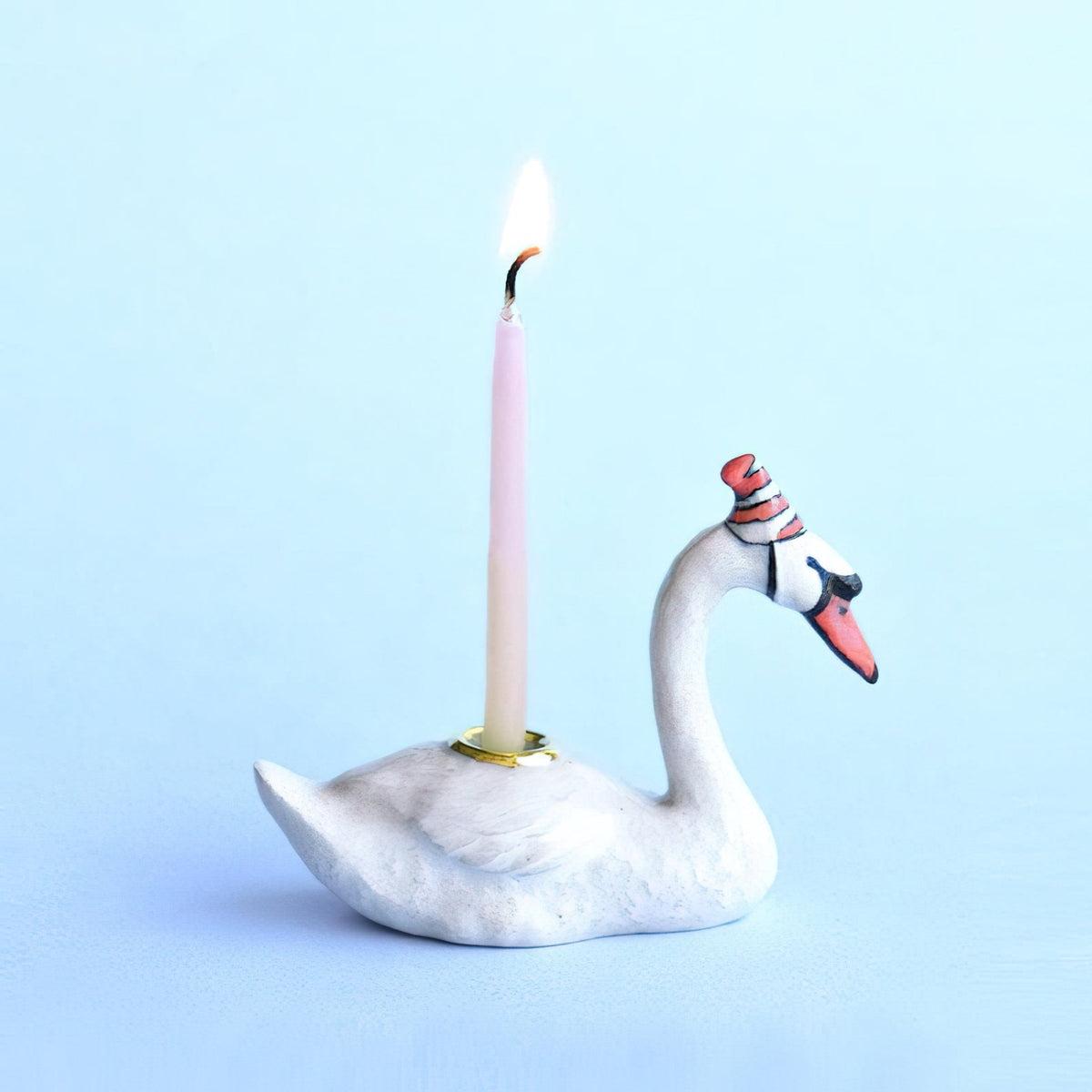 Swan Cake Topper | Camp Hollow Porcelain Party Animal | Ceramic Candle Holder | Party Animal Birthday Decor