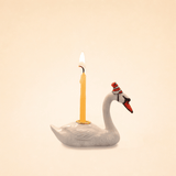 Swan Cake Topper | Porcelain Party Animal | Candle Holder