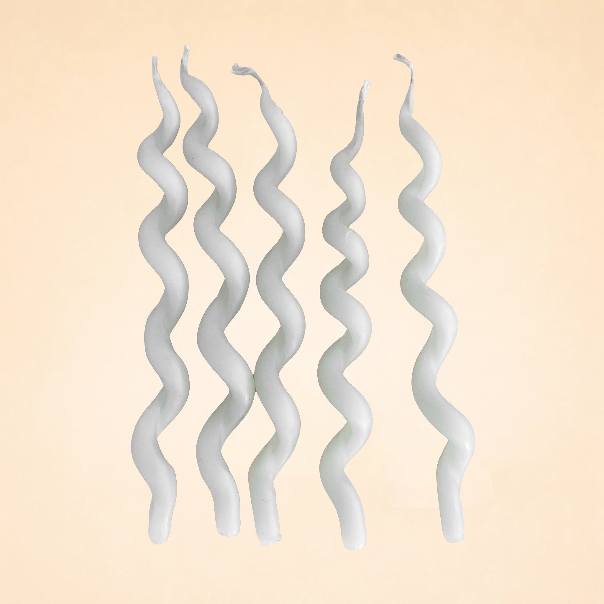 White Curly Birthday Candles (x5)