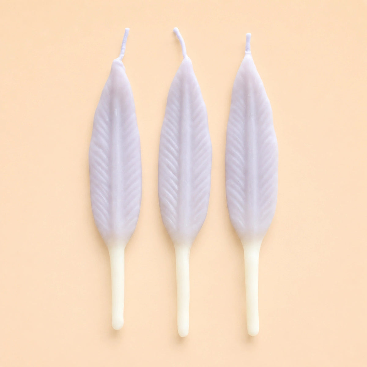 Feather Birthday Candles | Set of 3 | White Shaped Beeswax Candles