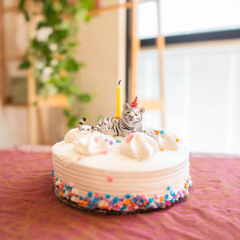 White Tiger Cake Topper | Camp Hollow Porcelain Party Animal | Ceramic Candle Holder | Party Animal Birthday Decor | WotMC
