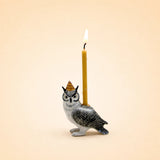 Wise Owl Cake Topper | Porcelain Party Animal | Candle Holder