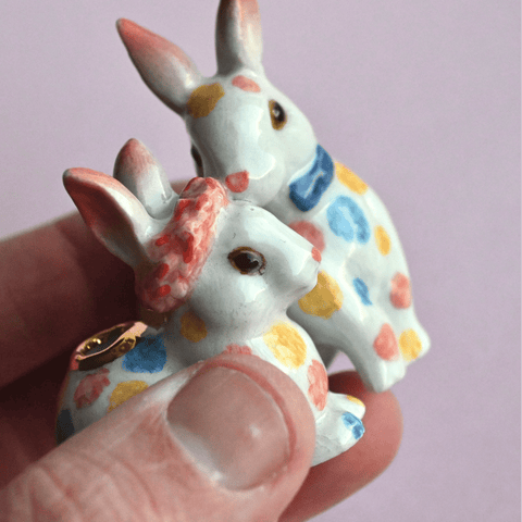 Love Bunnies Cake Topper | Camp Hollow Porcelain Party Animal | Ceramic Candle Holder | Party Animal Birthday Decor | WotMC
