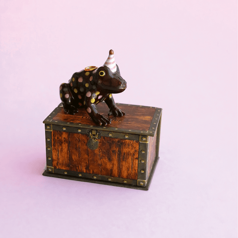 Chocolate Frog Cake Topper | Camp Hollow Porcelain Party Animal | Ceramic Candle Holder | Party Animal Birthday Decor | WotMC