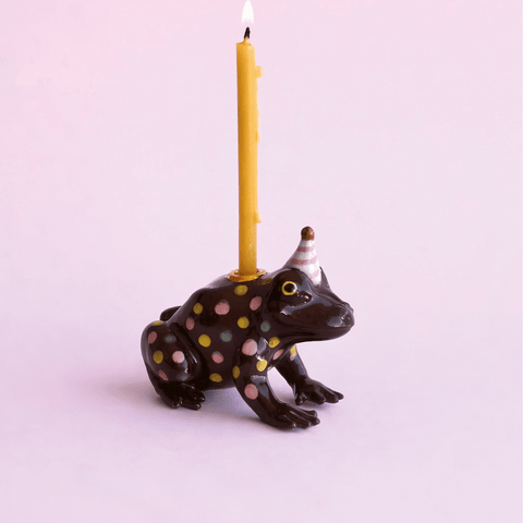 Chocolate Frog Cake Topper | Camp Hollow Porcelain Party Animal | Ceramic Candle Holder | Party Animal Birthday Decor | WotMC