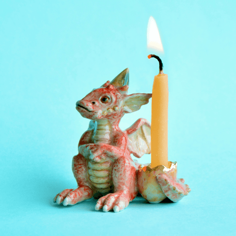 Dragon Cake Topper | Camp Hollow Porcelain Party Animal | Ceramic Candle Holder | Party Animal Birthday | Chinese Zodiac