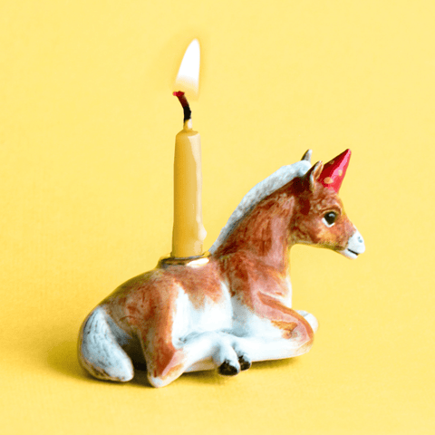 Horse Cake Topper | Camp Hollow Porcelain Party Animal | Ceramic Candle Holder | Party Animal Birthday | Chinese Zodiac