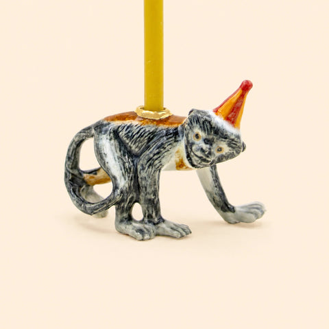 Monkey Cake Topper | Camp Hollow Porcelain Party Animal | Ceramic Candle Holder | Party Animal Birthday | Chinese Zodiac