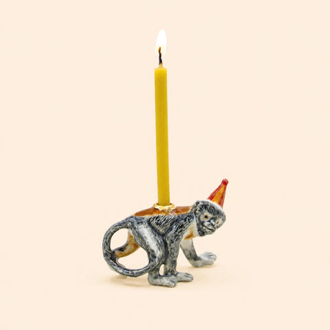 Monkey Cake Topper | Camp Hollow Porcelain Party Animal | Ceramic Candle Holder | Party Animal Birthday | Chinese Zodiac