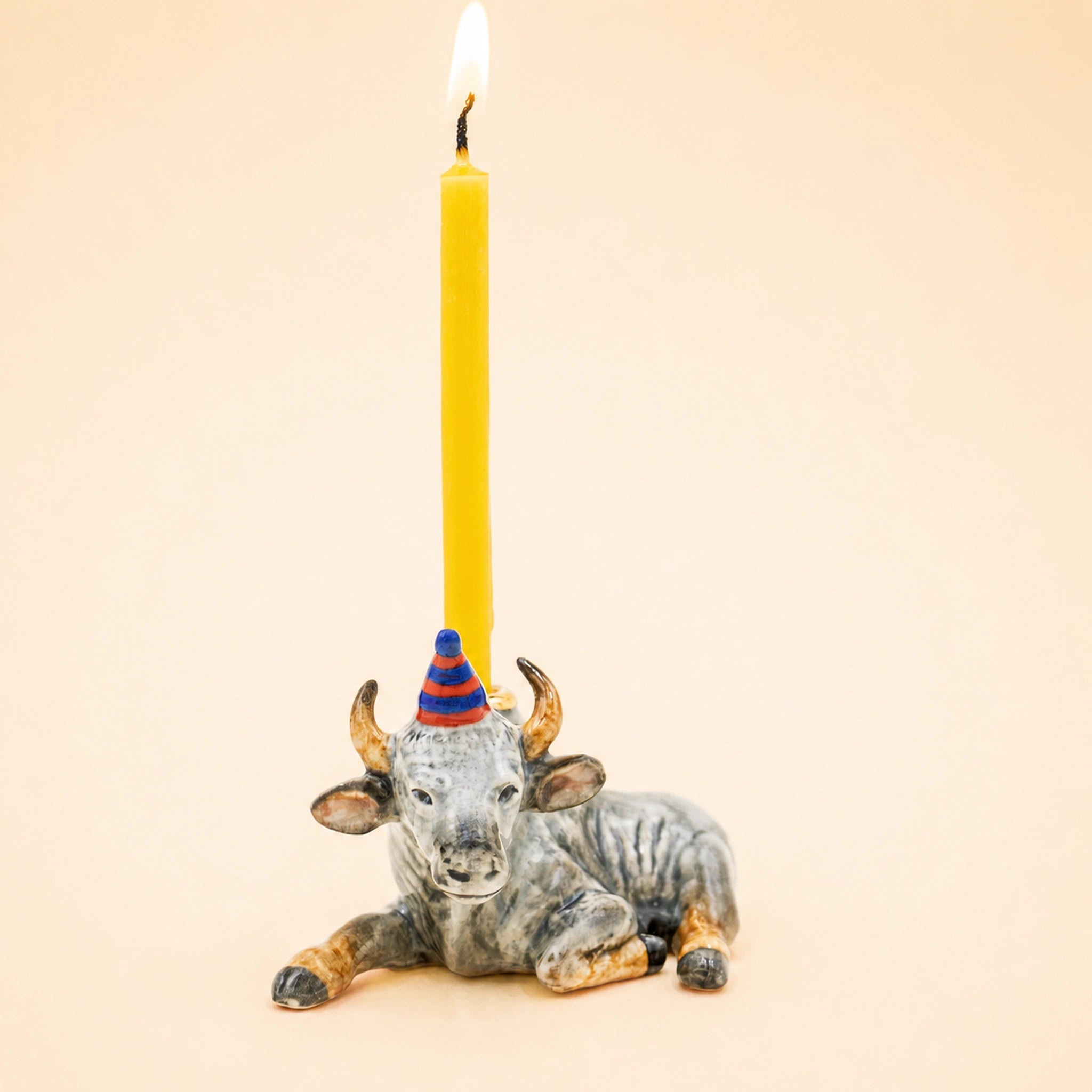 Ox Cake Topper | Camp Hollow Porcelain Party Animal | Ceramic Candle Holder | Party Animal Birthday | Chinese Zodiac