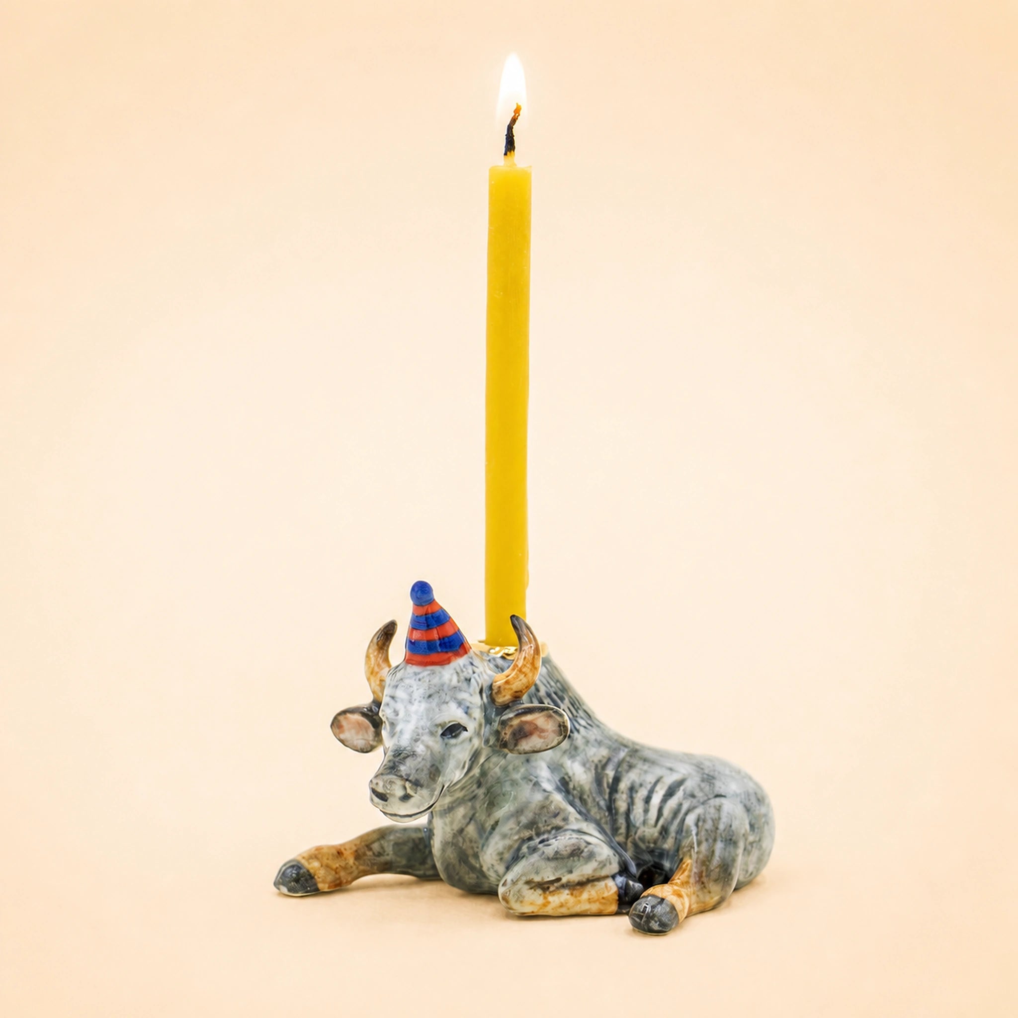 Ox Cake Topper | Camp Hollow Porcelain Party Animal | Ceramic Candle Holder | Party Animal Birthday | Chinese Zodiac