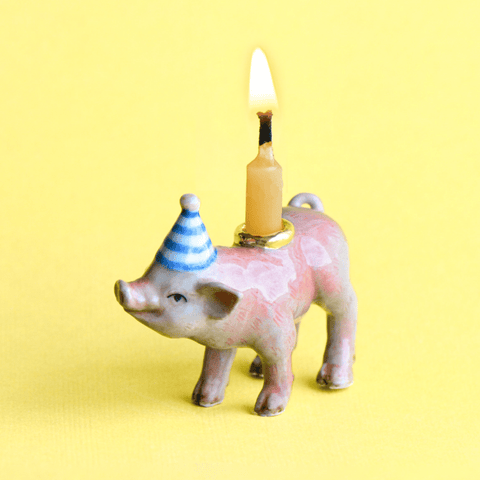 Year of the Pig Cake Topper | Porcelain Party Animal | Candle Holder | Chinese Zodiac