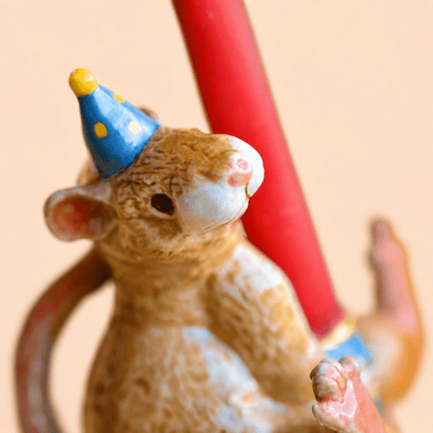Year of the Rat Cake Topper | Porcelain Party Animal | Candle Holder | Chinese Zodiac