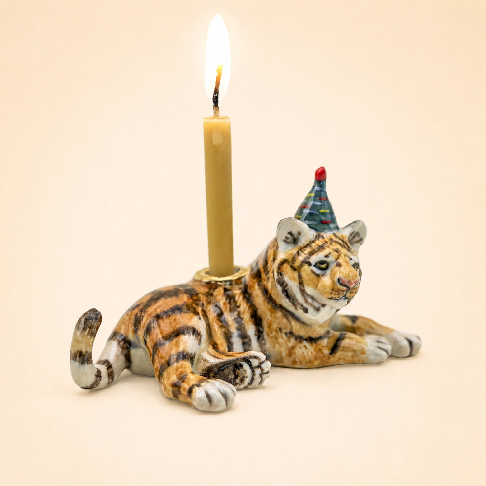Tiger Cake Topper | Camp Hollow Porcelain Party Animal | Ceramic Candle Holder | Party Animal Birthday Decor | Chinese Zodiac