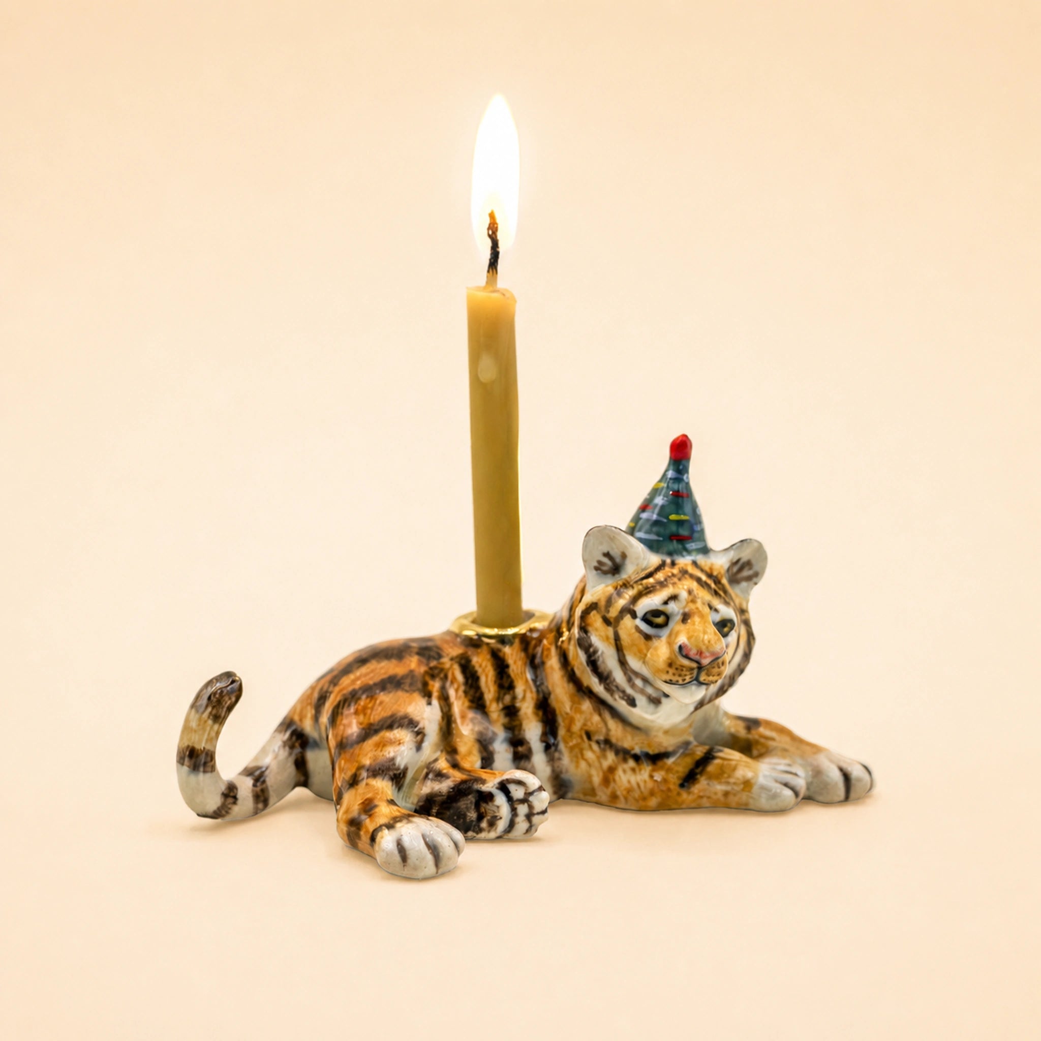 Tiger Cake Topper | Camp Hollow Porcelain Party Animal | Ceramic Candle Holder | Party Animal Birthday Decor | Chinese Zodiac