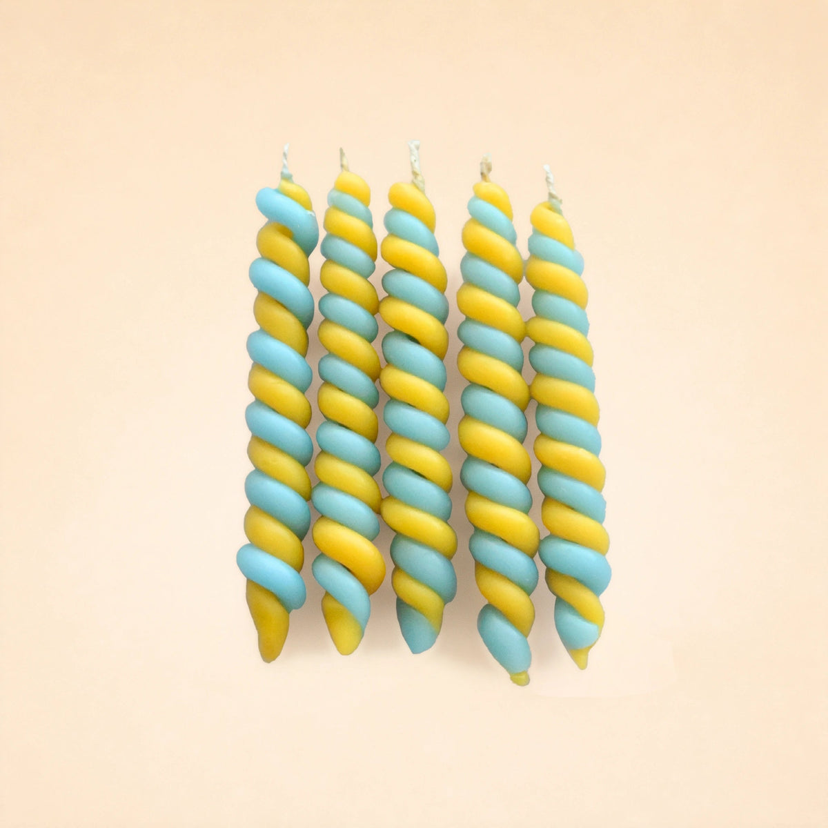 Blue & Yellow Twisted Beeswax Candle  (x5) |⛺️ Camp Hollow