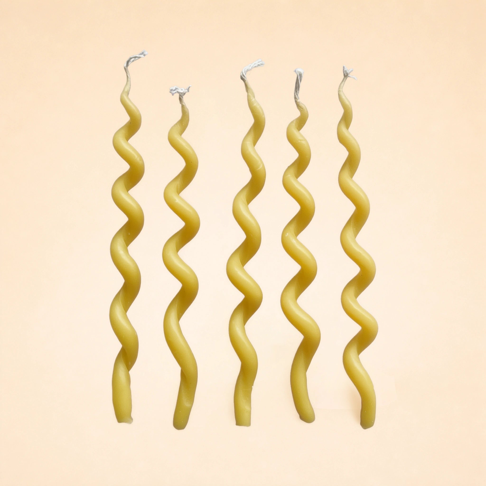 Yellow Curly Birthday Candles (x5)