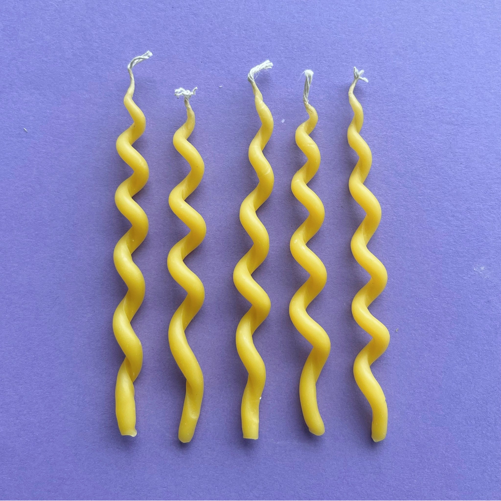 Yellow Curly Cue Birthday Candles (x5)