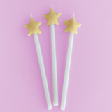 Yellow Star Shaped Birthday Candle Set (x3)