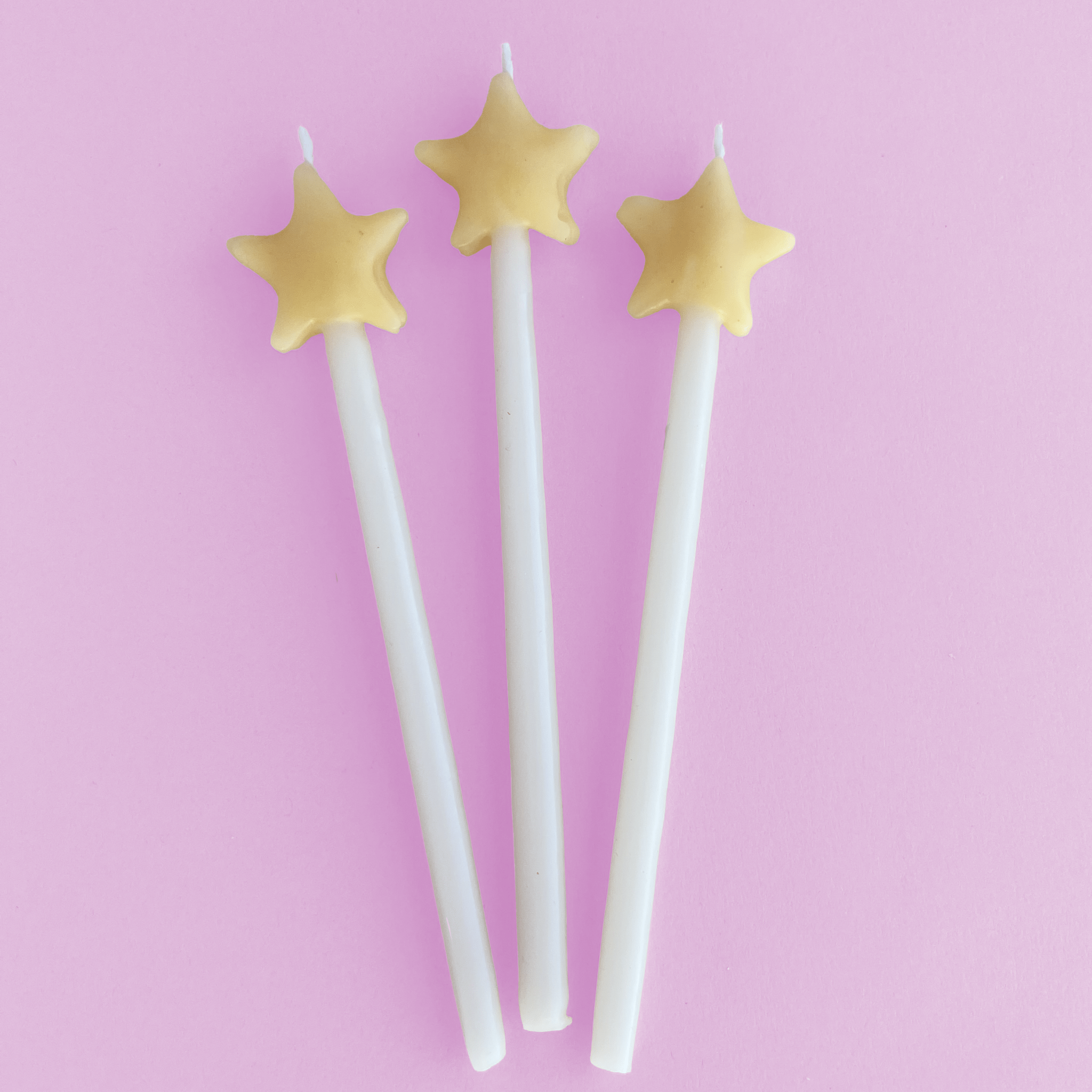 Yellow Star Shaped Birthday Candle Set (x3)