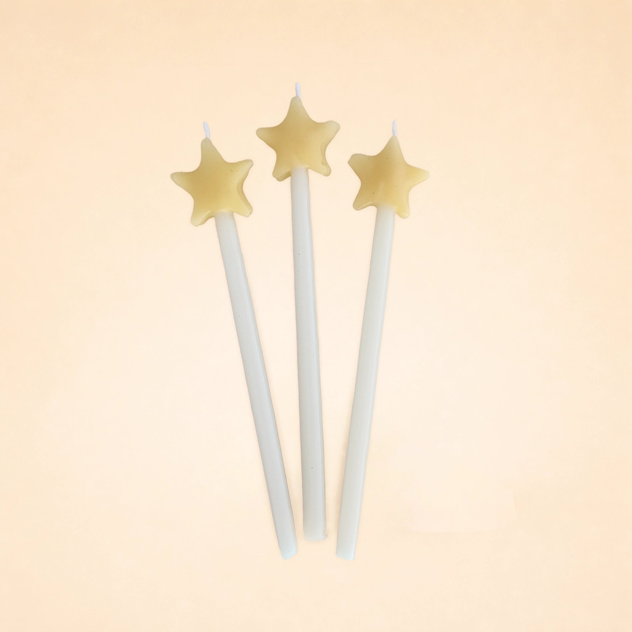 Yellow Star Shaped Birthday Candle Set (x3)