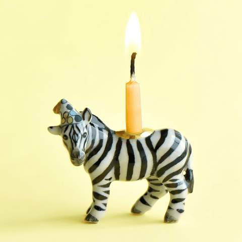 Zebra Cake Topper | Camp Hollow Porcelain Party Animal | Ceramic Candle Holder | Party Animal Birthday Decor | Wild