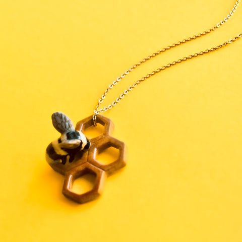 Busy Bee Honey Comb Necklace