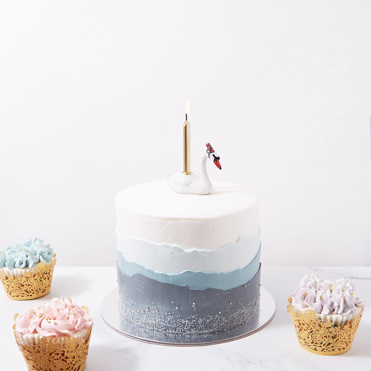 Swan Cake Topper | Camp Hollow Porcelain Party Animal | Ceramic Candle Holder | Party Animal Birthday Decor