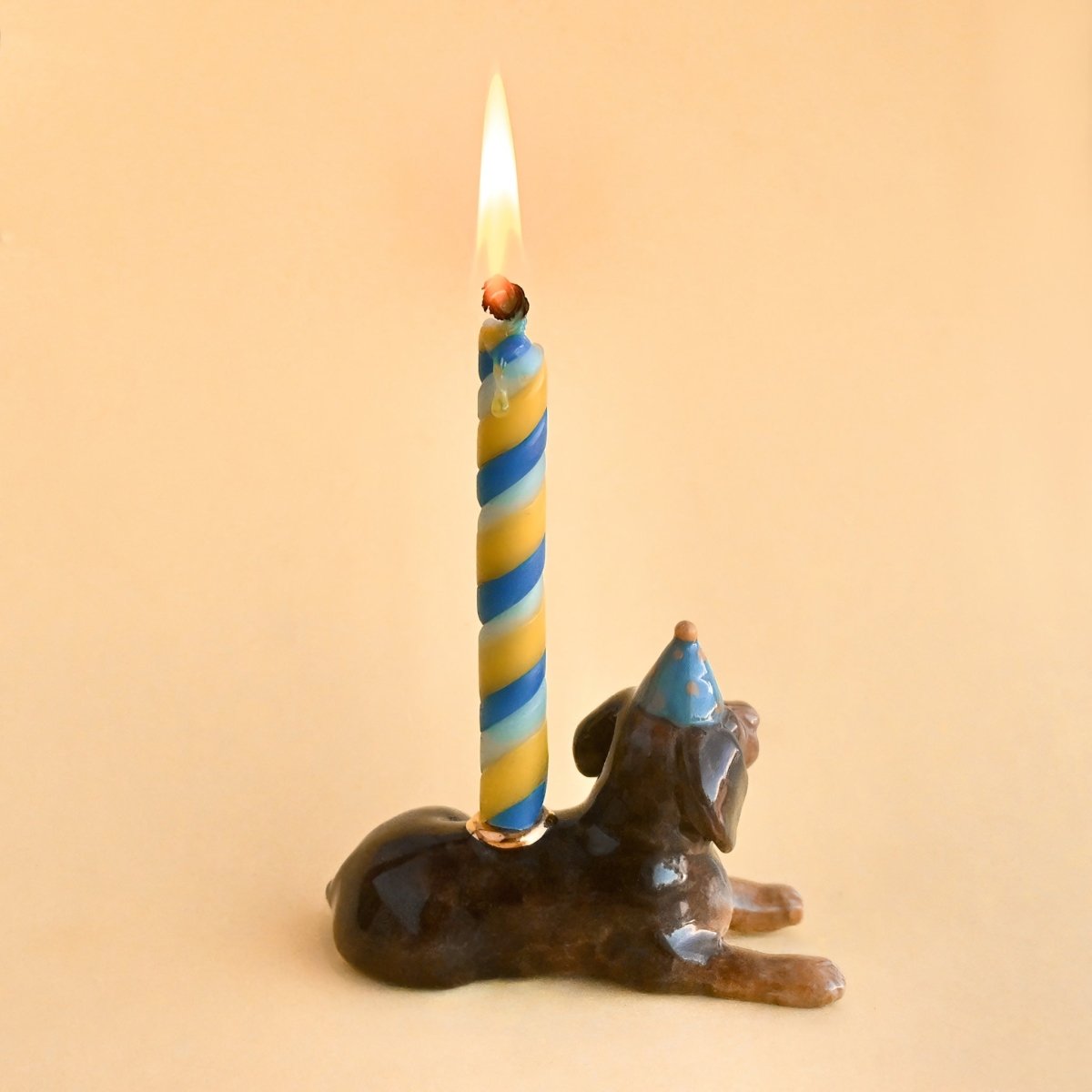 Dachshund Cake Topper | Camp Hollow Porcelain Party Animal Dog | Ceramic Candle Holder | Party Animal Birthday Decor | Dixie
