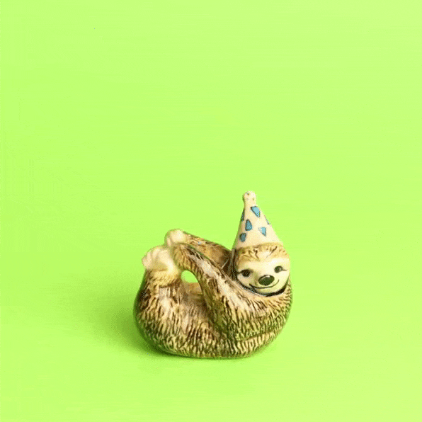 Sloth Cake Topper | Camp Hollow Porcelain Party Animal | Ceramic Candle Holder | Party Animal Birthday Decor