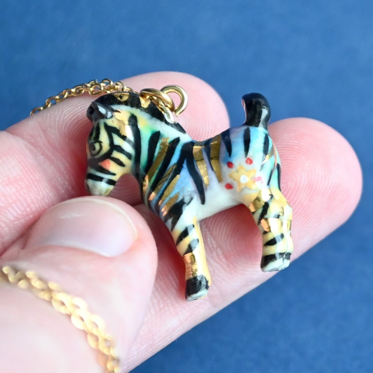 Golden Rainbow Zebra Necklace - Camp Hollow