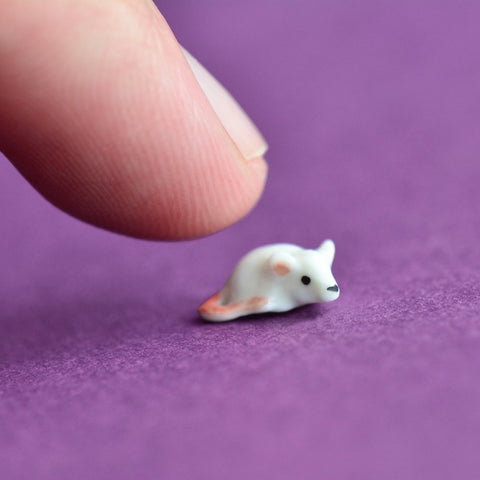 World's Tiniest White Mouse Figurine -  Camp Hollow
