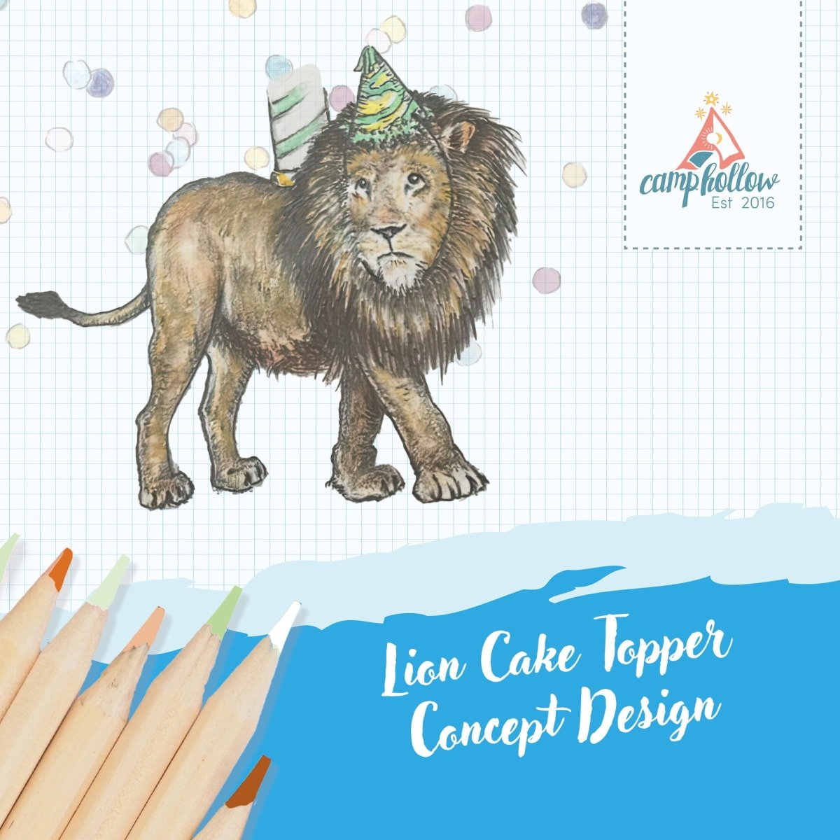 Lion Cake Topper | Camp Hollow Porcelain Party Animal | Ceramic Candle Holder | Party Animal Birthday Decor